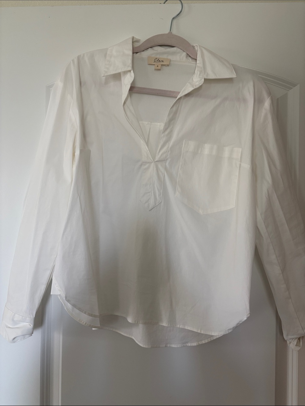 Elan White V-Neck Buttonless Blouse
